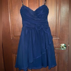 Short Sweetheart Shimmer Dark Blue Homecoming Dress